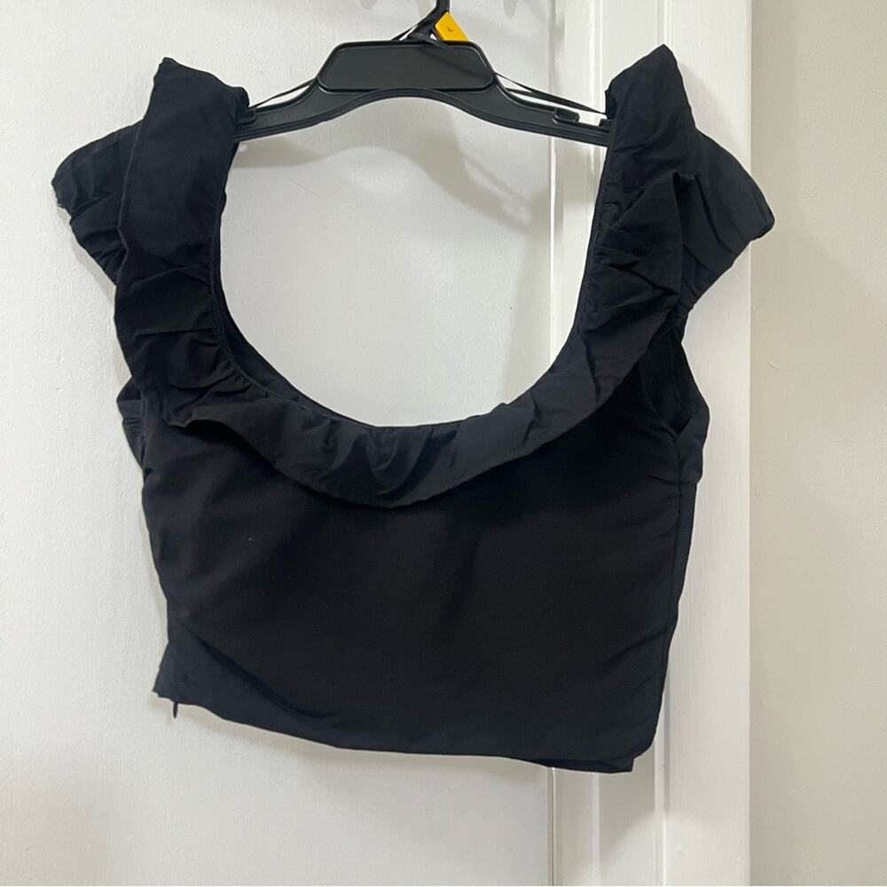 Zara Black Ruffle Crop Top - Picture 13 of 13